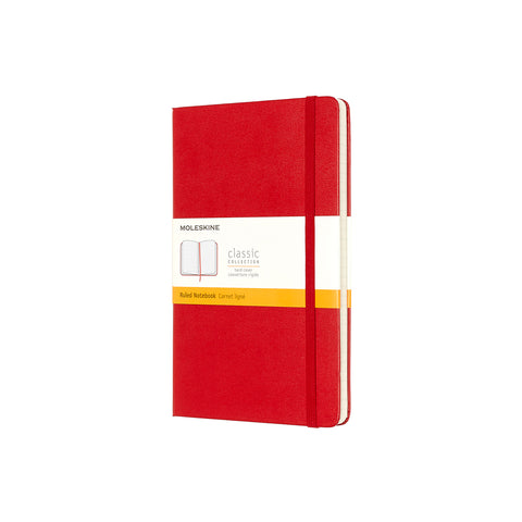 Classic Large Hard Cover Notebook Ruled Scarlet Red