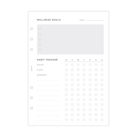 Wellness Tracker Organiser Refill A5