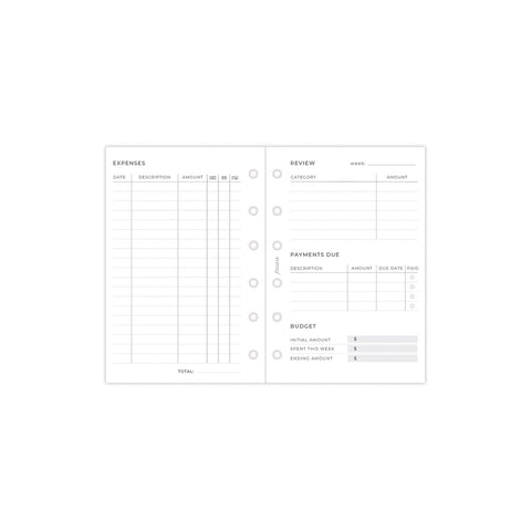 Expense Tracker Organiser Refill Pocket