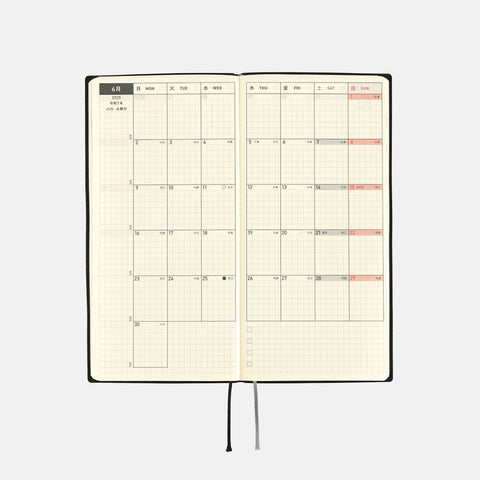 2025 Techo Weeks Planner White Line Black