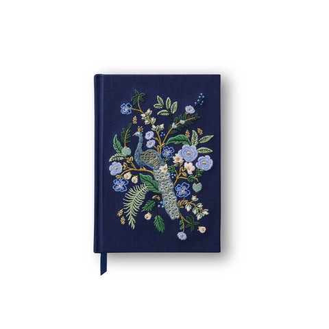 Peacock Embroidered Fabric Journal