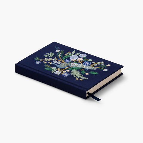 Peacock Embroidered Fabric Journal