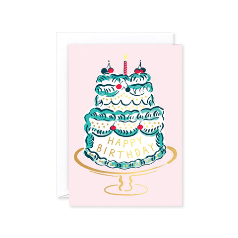 Happy Birthday Cake And Candle Greeting Card