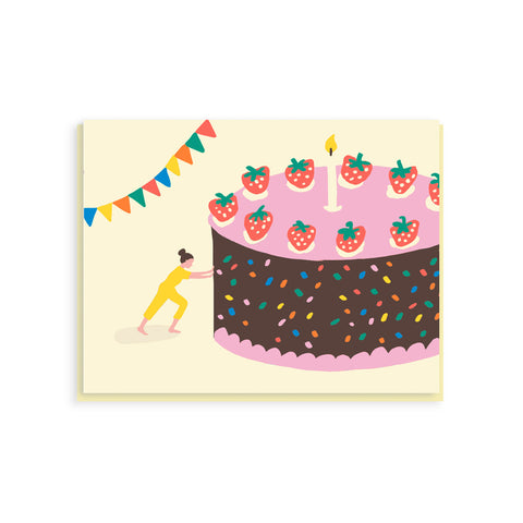 Pushing Cake Greeting Card