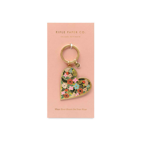 Floral Heart Enamel Keychain